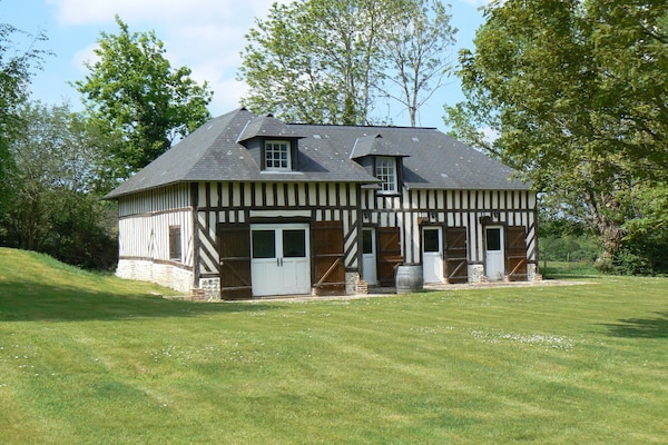 Foto van Landgoed in Normandië met Zwembad & Tennis - Vakantiehuis in Le Mesnil sur Blangy - ExteriorSummer