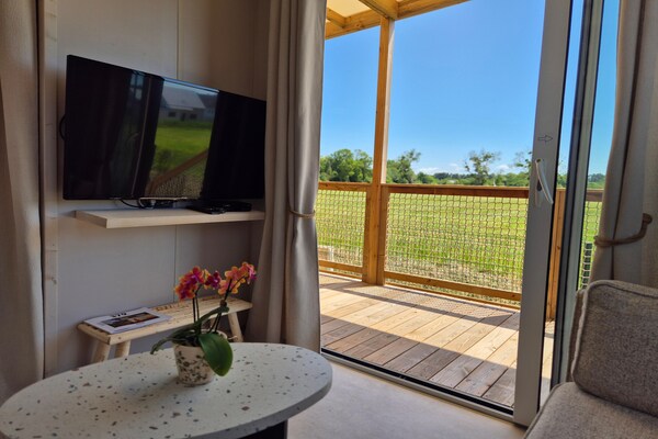 Foto van Chalet met zwembad op 500 meter van het strand. - Vakantiehuis in Saint-Pair-sur-Mer - LivingRoom